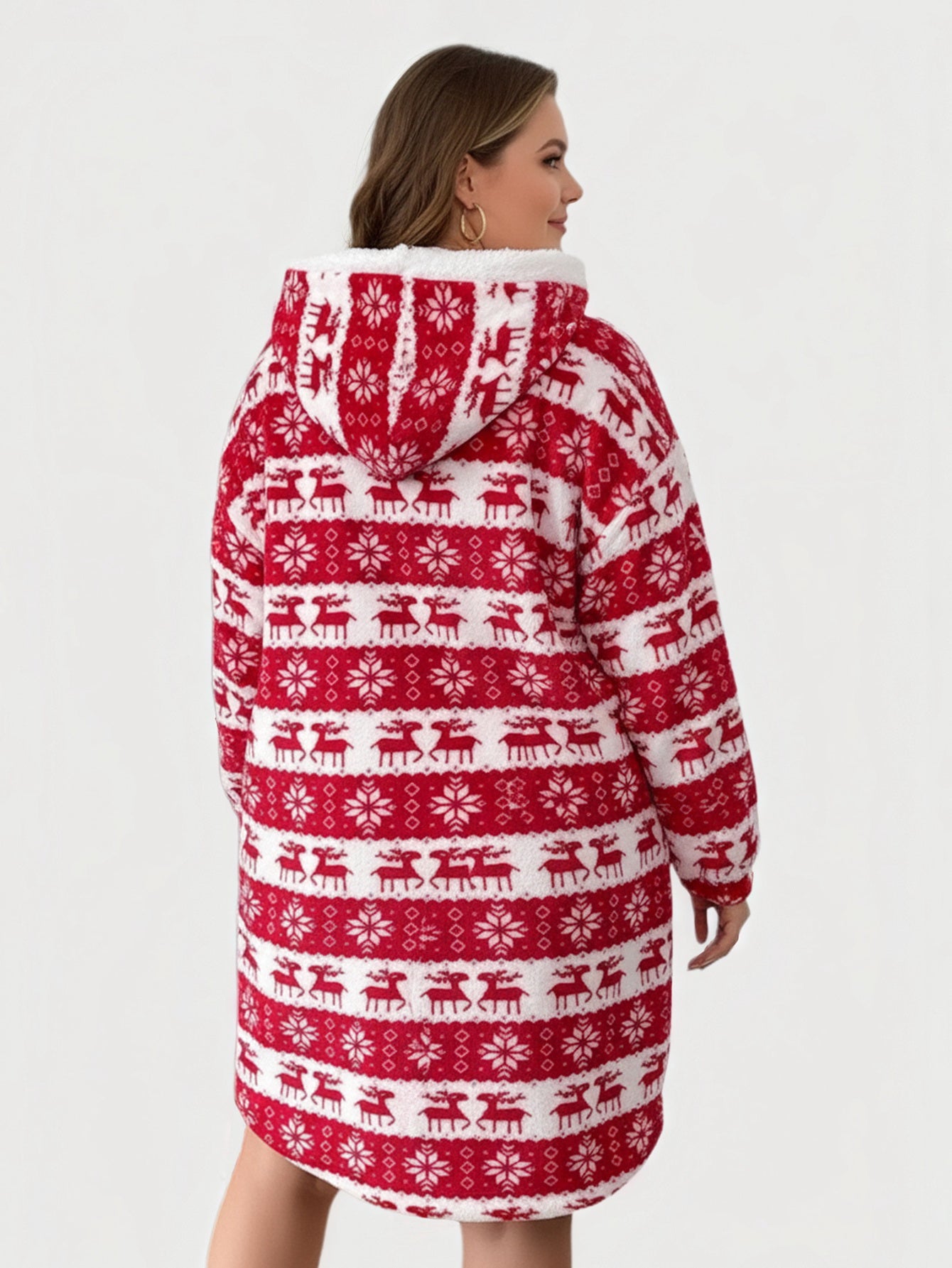 Lapa Plus Women's Custom Patterned Hooded Pocket Dress Christmas Dress