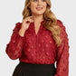 Lapa Plus Women's Christmas Red Jacquard Top
