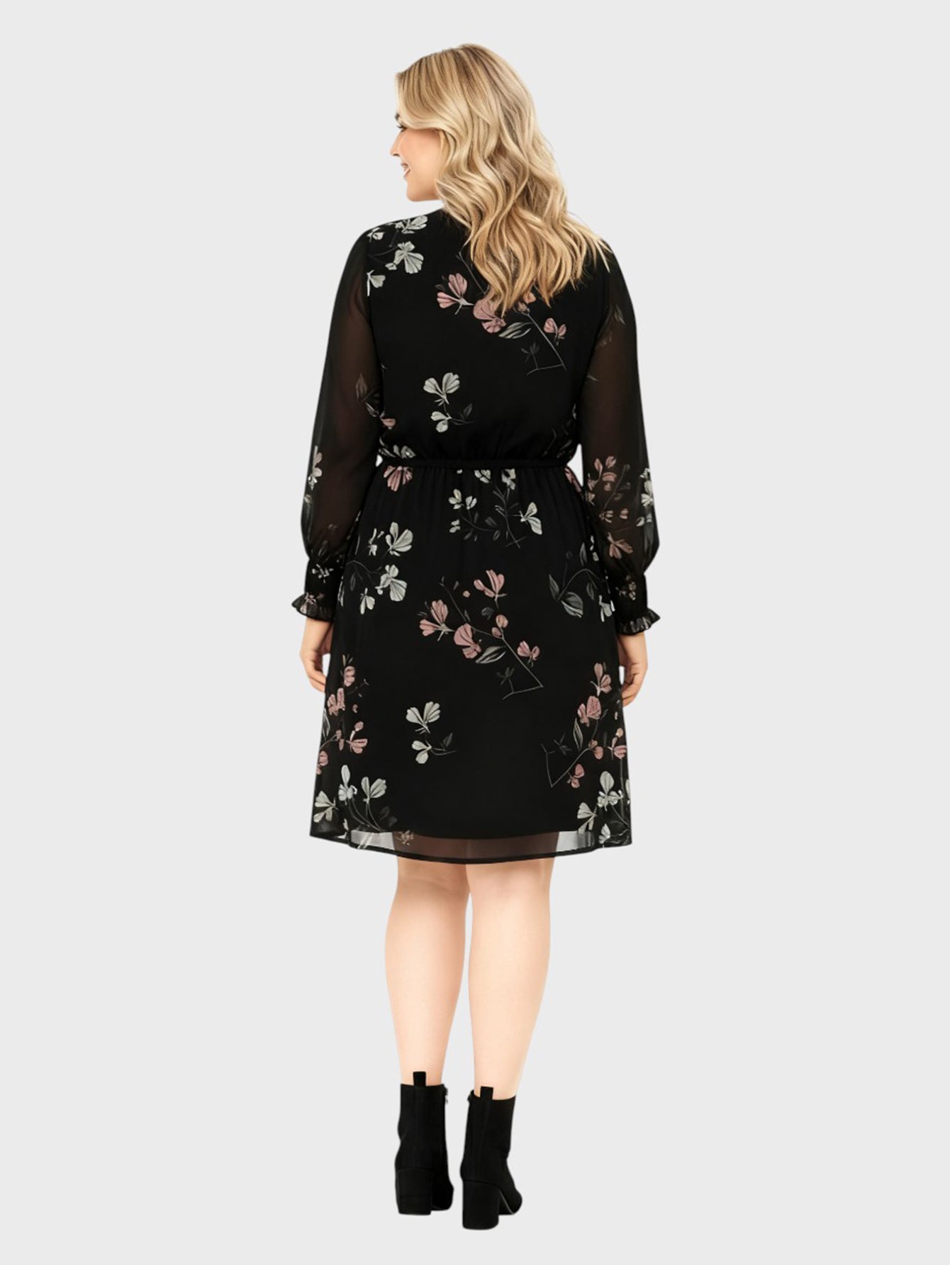 Lapa Plus Women's Plant-Printed Chiffon Dress