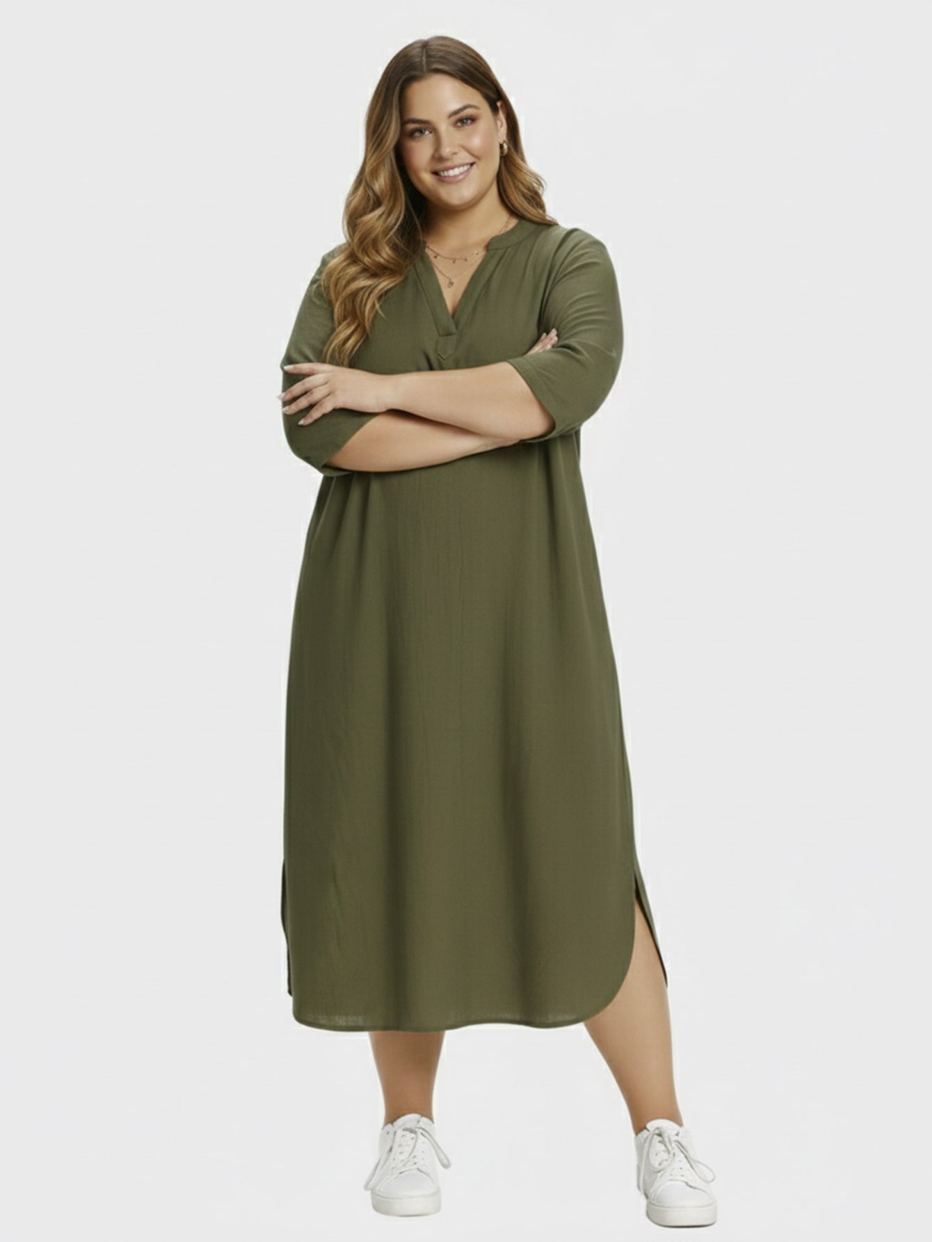 Lapa Plus Women's Daily Wear Pocket Loose Shirt Dress