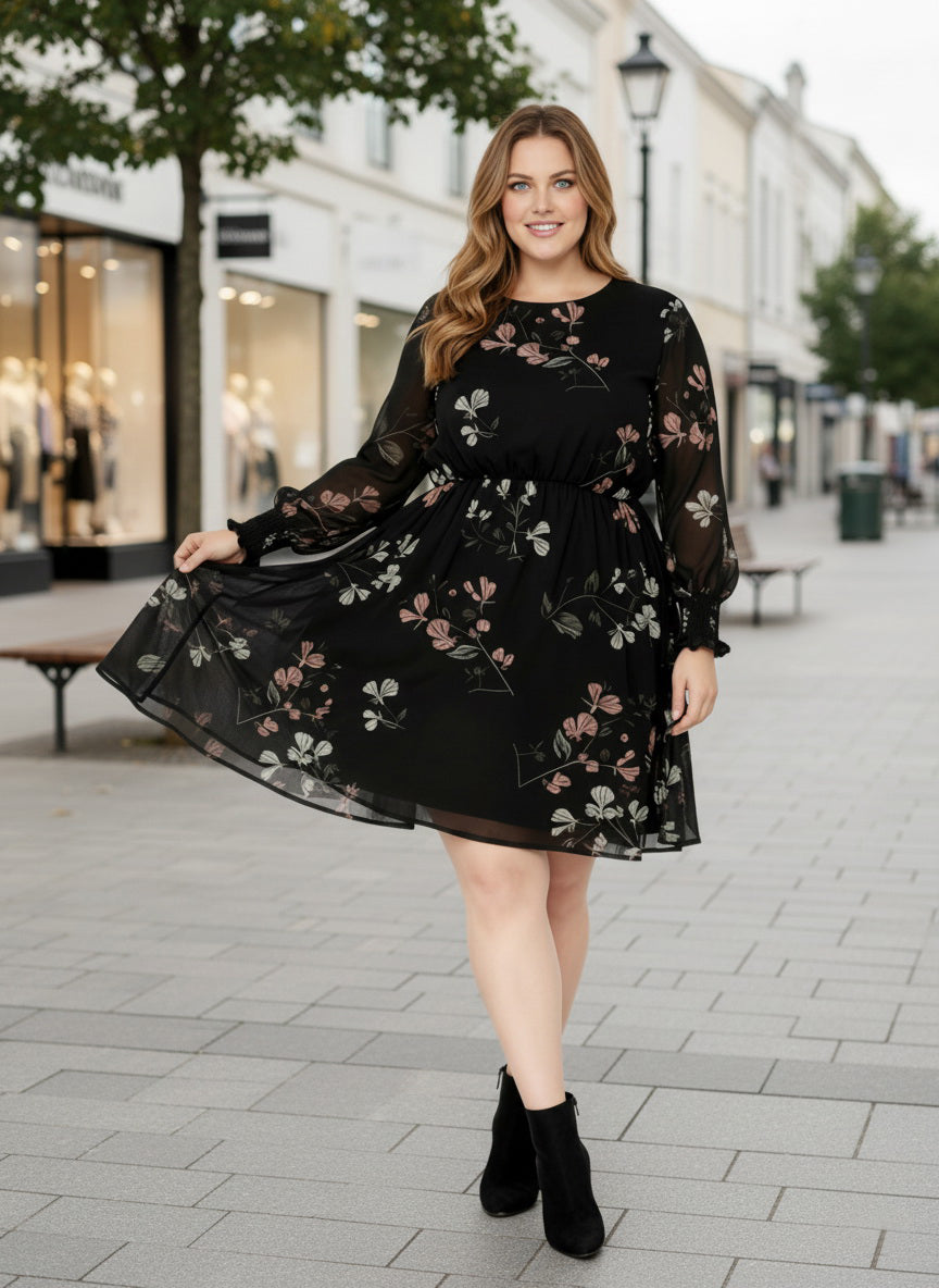 Lapa Plus Women's Plant-Printed Chiffon Dress