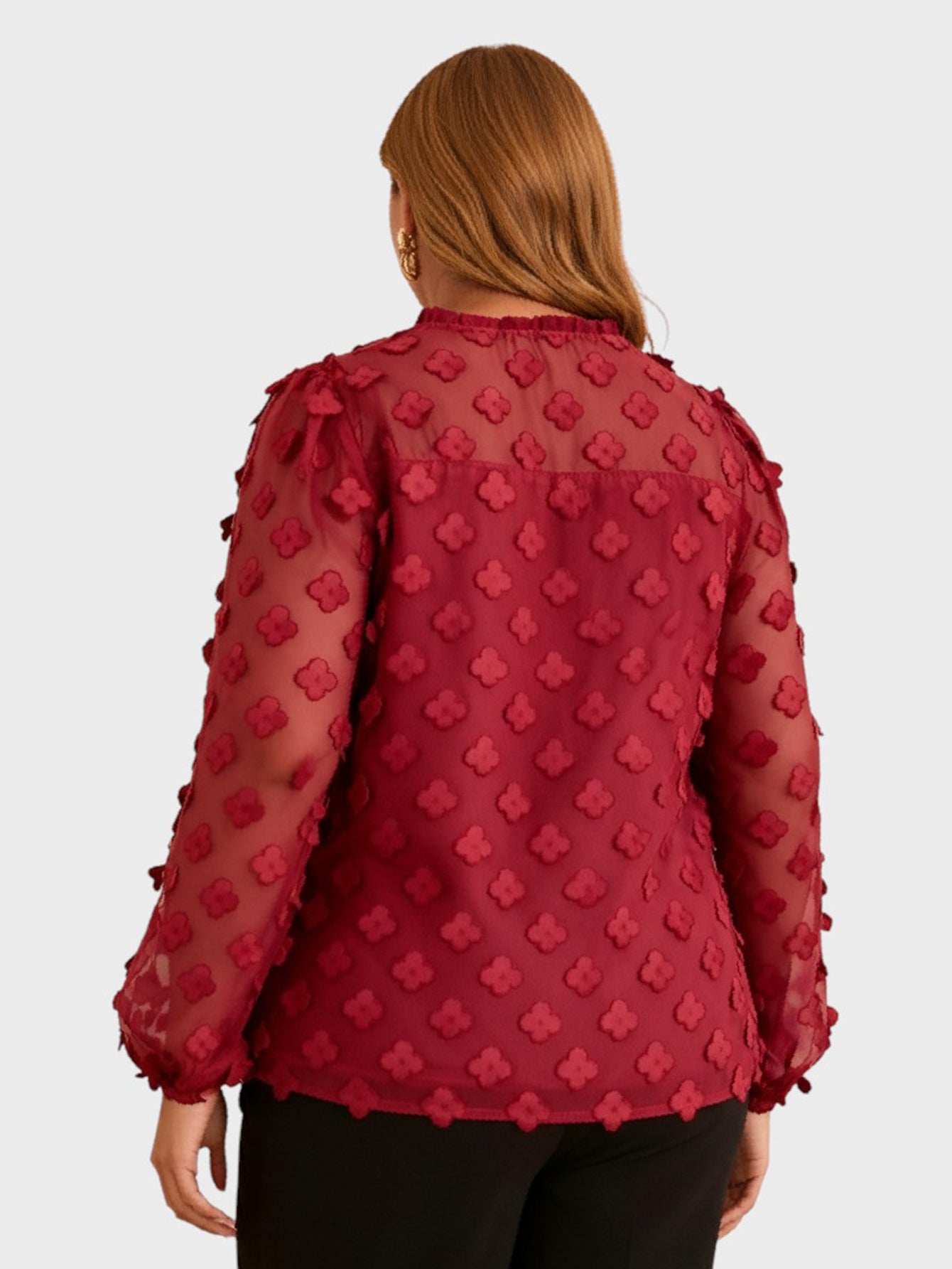 Lapa Plus Women's Christmas Red Jacquard Top