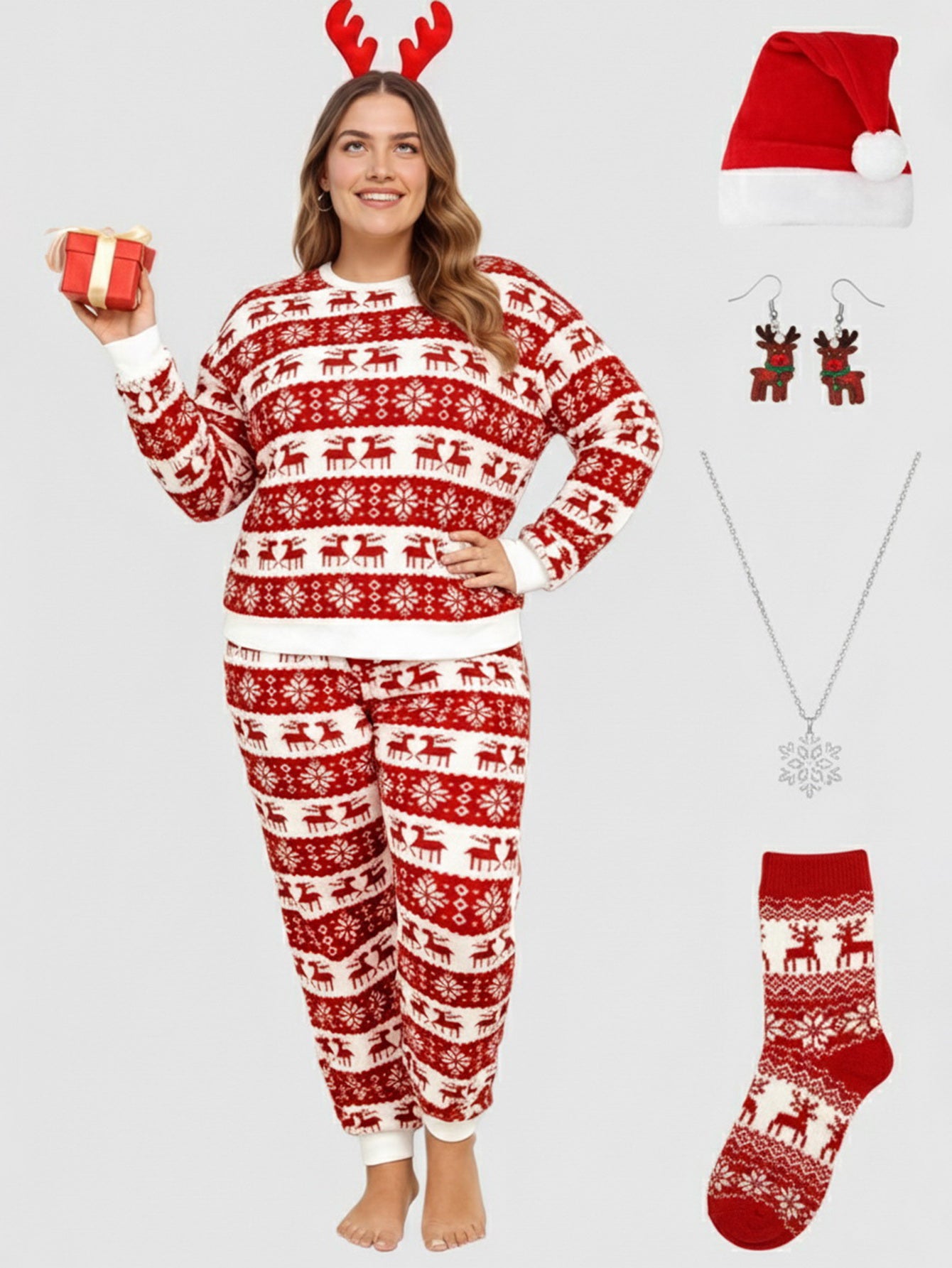 Lapa Plus Women's Custom Patterned Christmas Set
