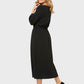 Lapa Plus Women's Flowy Round Neck Cut-Out Dress with Belt Accent