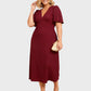 Lapa Plus Women's Elegant V-Neck Dress with Back Tie Detail