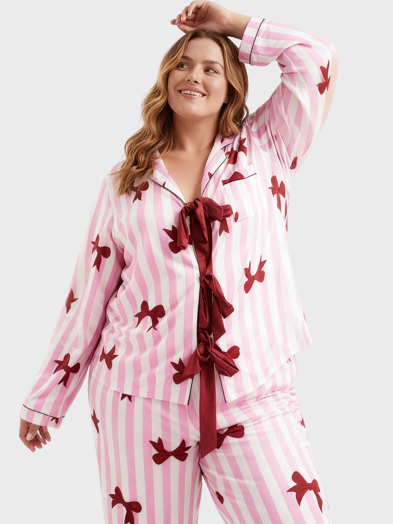 Lapa Plus Women's Christmas Bow Tie Top Set