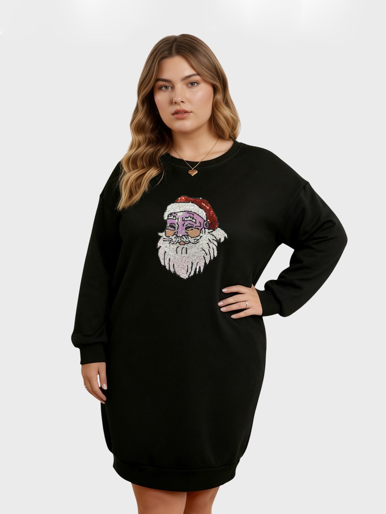 Lapa Plus Women's custom patterned round neck Christmas dress