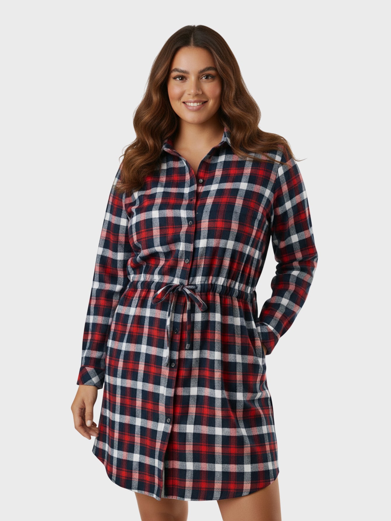 Lapa Plus Women's Plaid Tie-Waist Dress