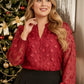 Lapa Plus Women's Christmas Red Jacquard Top