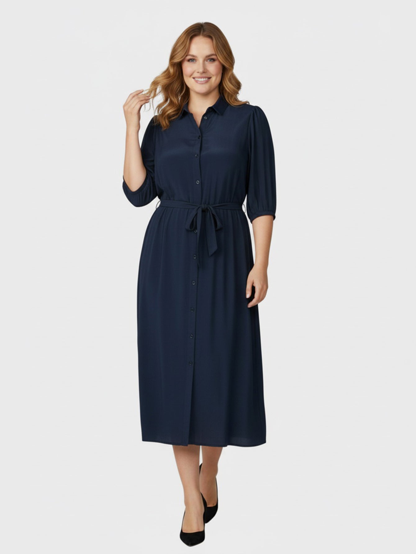 Lapa Plus Women's Office Ready Midi A-line 3/4 Sleeve Dress