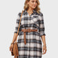 Lapa Plus Women's Black and White Plaid Dress with Pockets (No Belt Included)