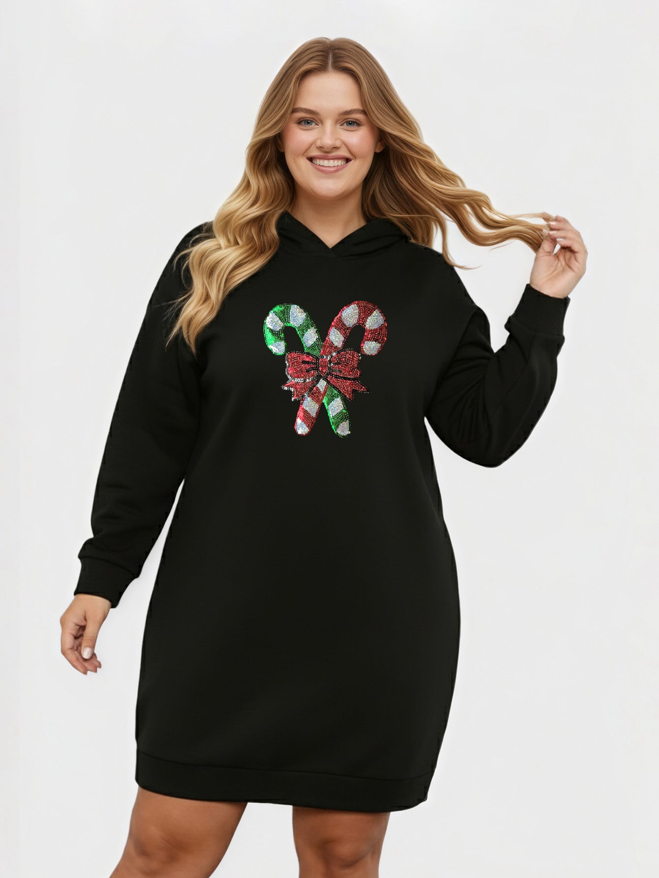 Lapa Plus Women's custom patterned hooded Christmas dress