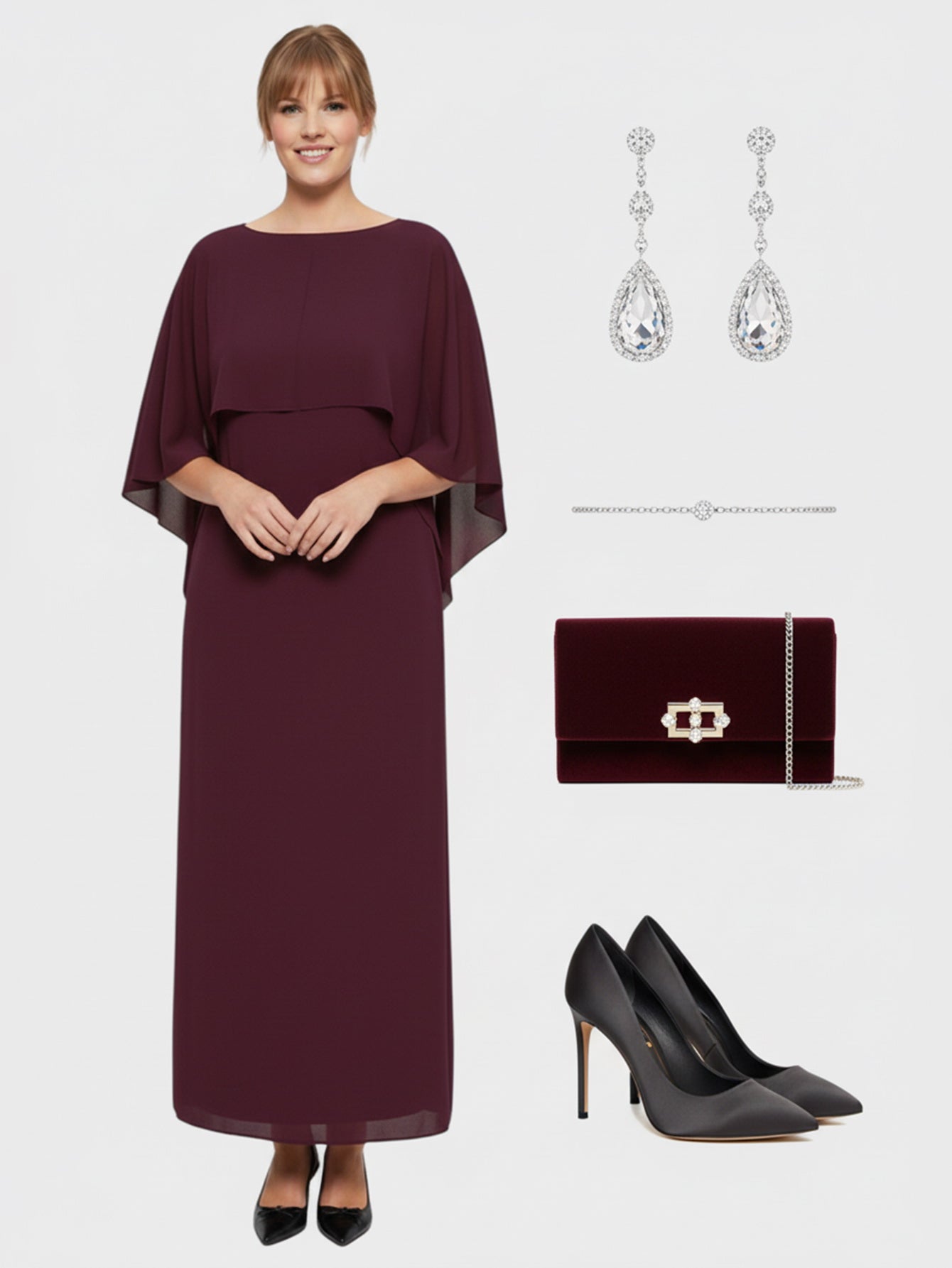 Lapa Plus Women's  Elegant Solid Dress with Shawl Collar