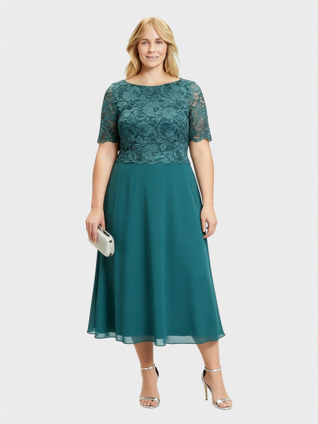 Lapa Plus Women's Lace-Trimmed Dress with Back Zip