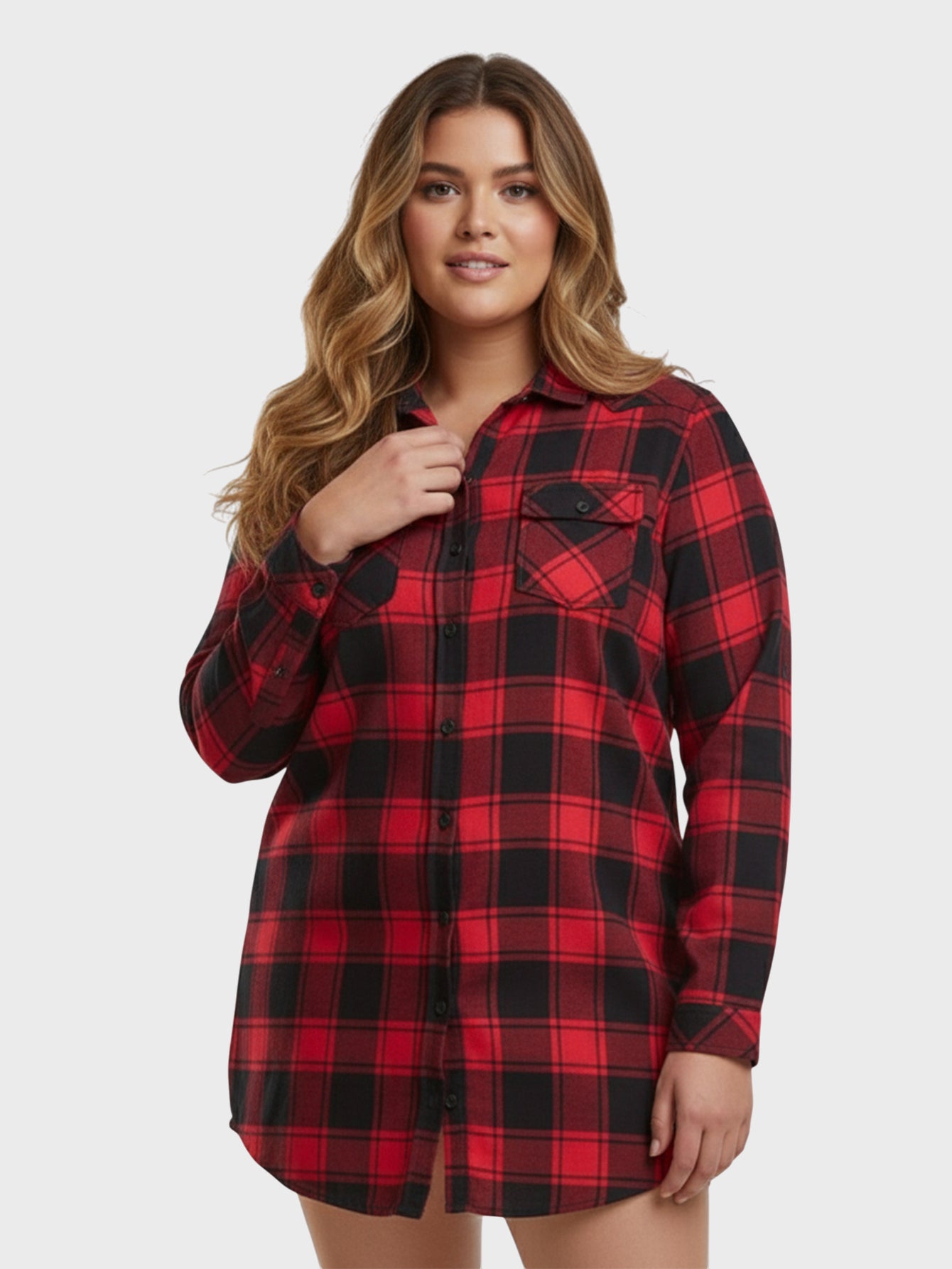 Lapa Plus Women's Elegant Checkered Dress with Straps