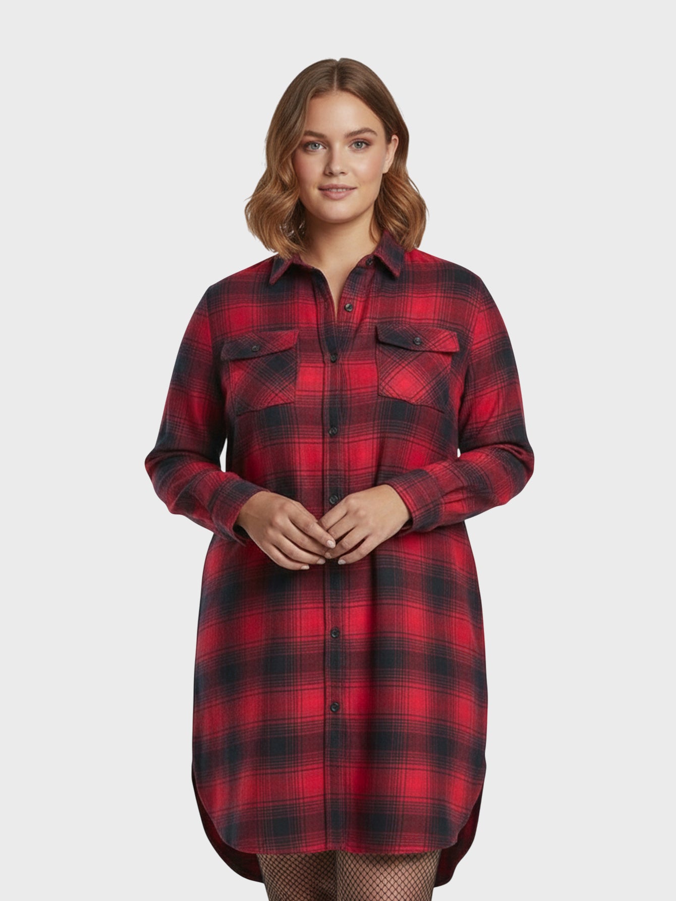 Lapa Plus Women's Elegant Plaid Collared  Dress