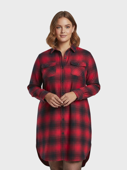 Lapa Plus Women's Elegant Plaid Collared  Dress