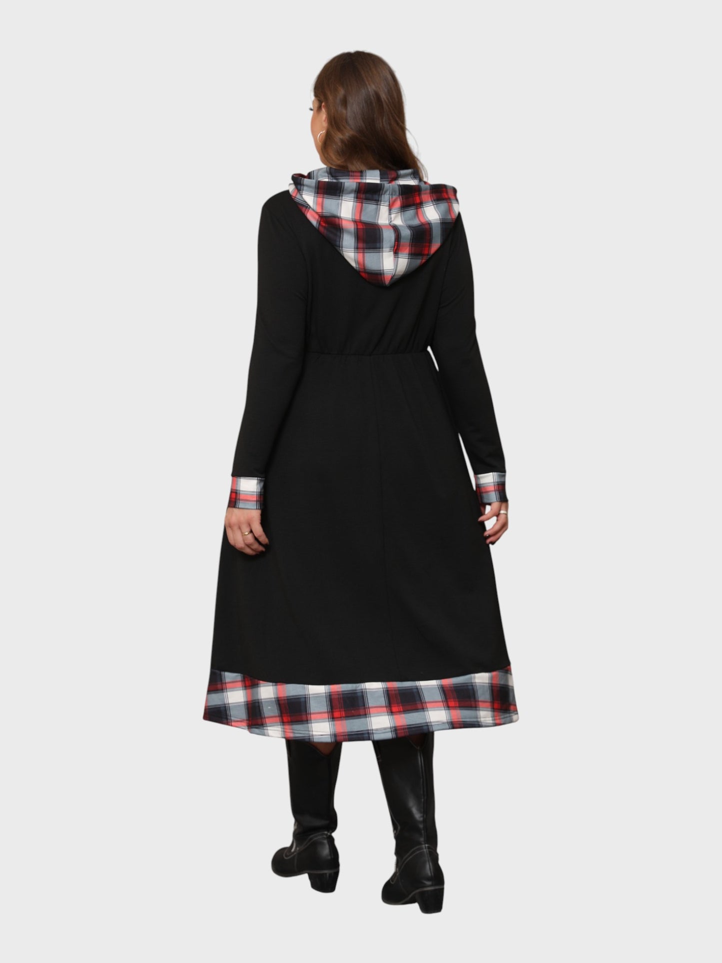 Lapa Plus Women's Christmas Plaid Patchwork Dress