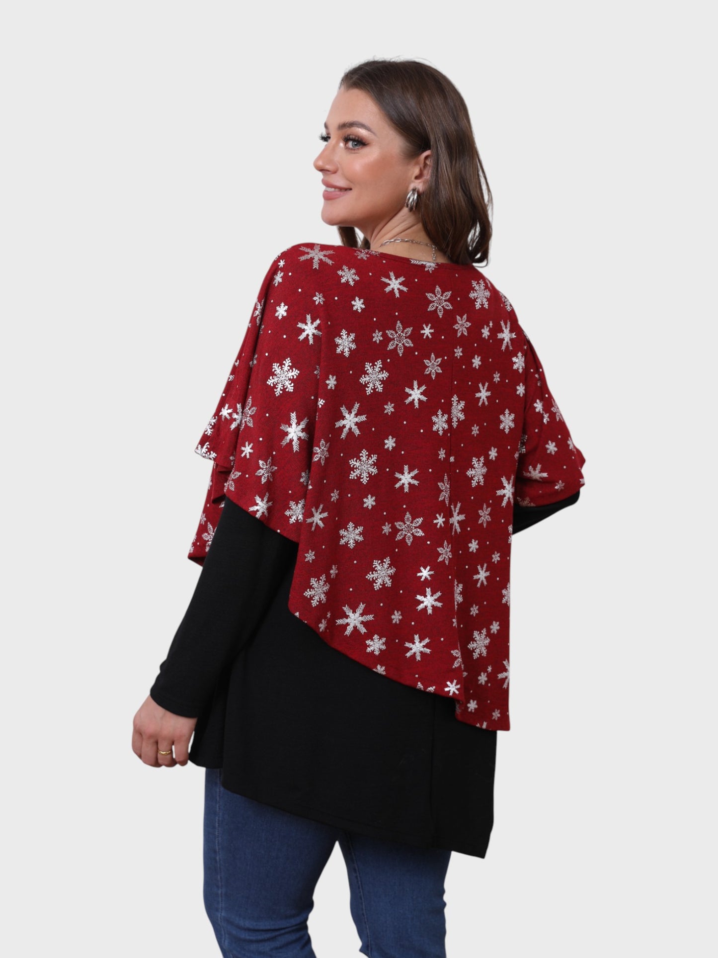 Lapa Plus Women's Christmas Snowflake Hot Silver Fake two-piece Top