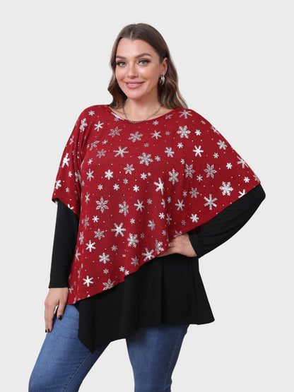 Lapa Plus Women's Christmas Snowflake Hot Silver Fake two-piece Top