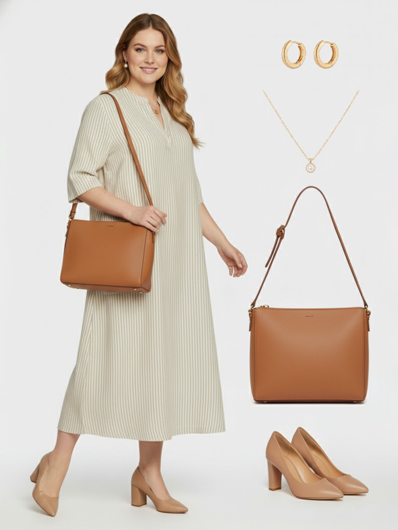 Lapa Plus Women's Pinstripe Shirt Easy Day Dress with Pockets