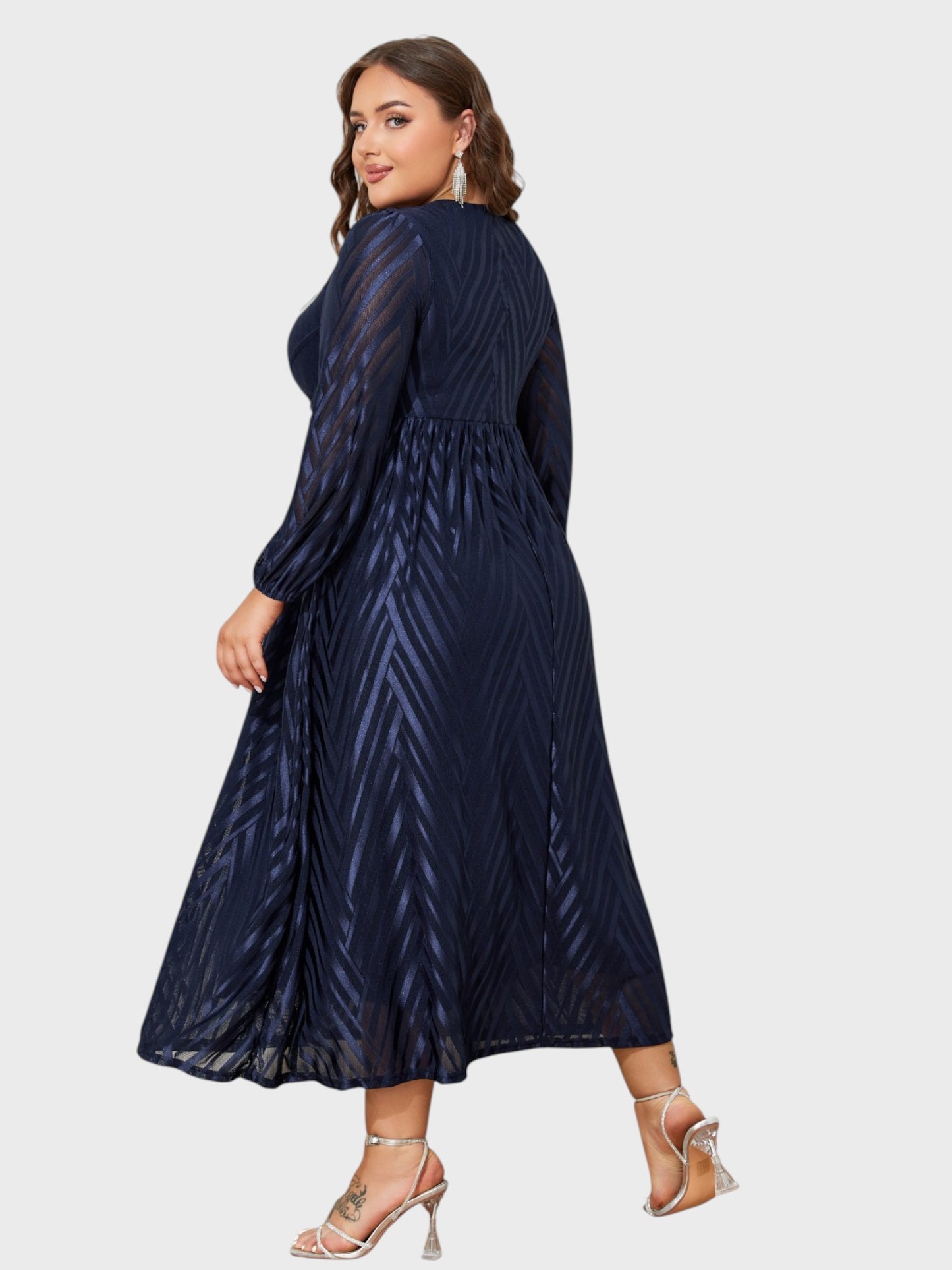 Lapa Plus Women's Party Elegant Mesh Jacquard Dress