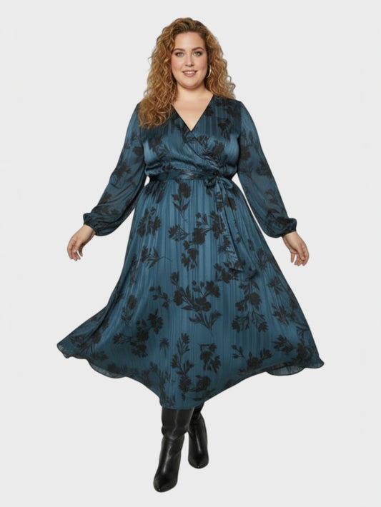 Lapa Plus Women's Holiday Party Floral Wrap Dress