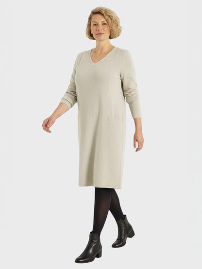 Lapa Plus Women's V-Neck Solid Color Knit Dress