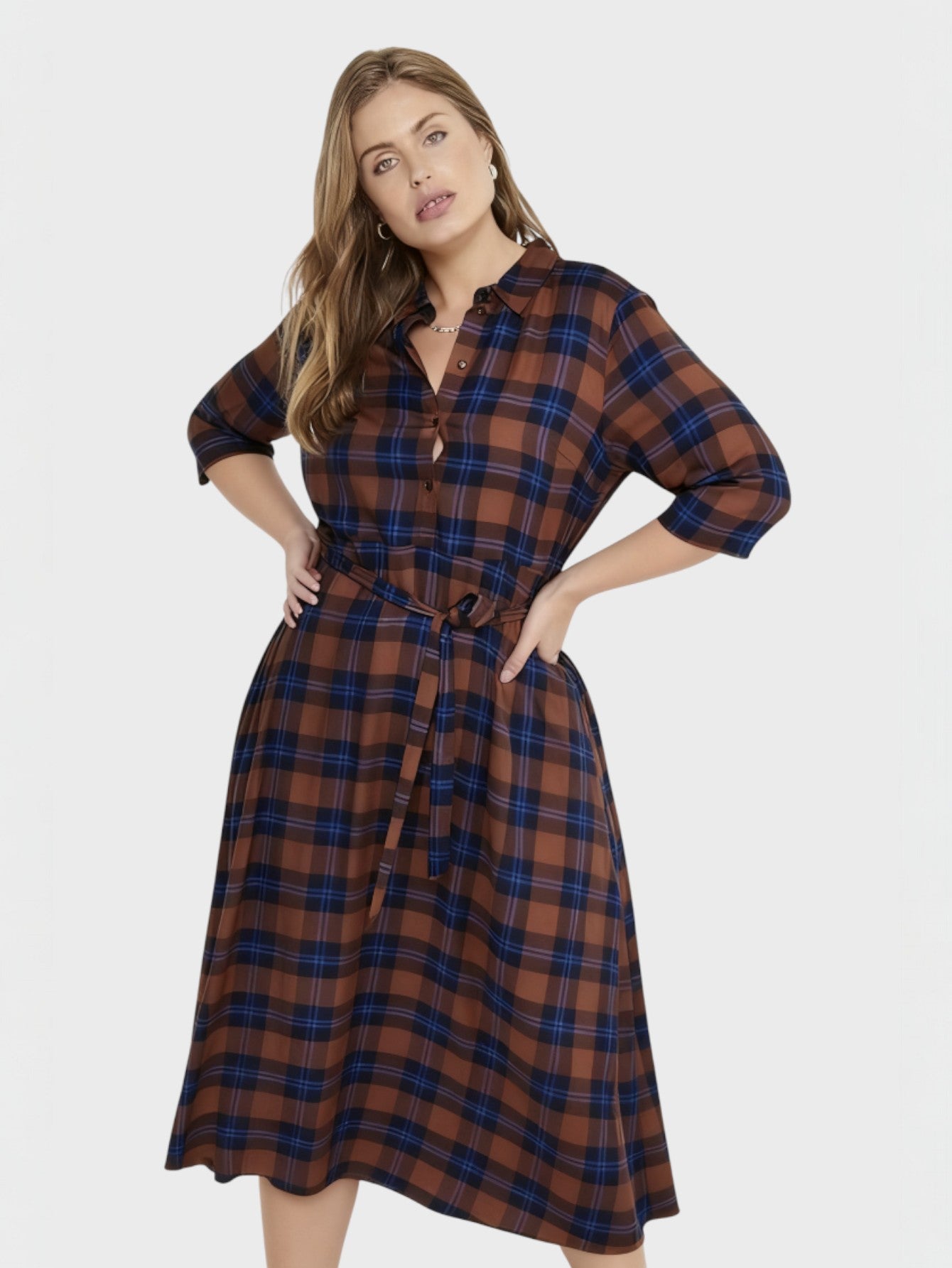 Lapa Plus Women's Casual Dress with Plaid Belt