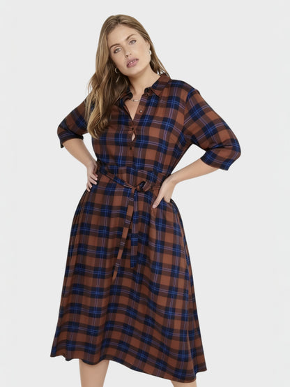 Lapa Plus Women's Casual Dress with Plaid Belt