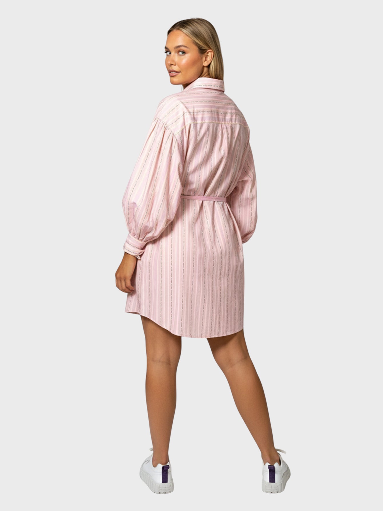 Lapa Plus Women's Striped Print Dress with Pockets