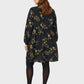 Lapa Plus Women's Elegant Printed Black Dress