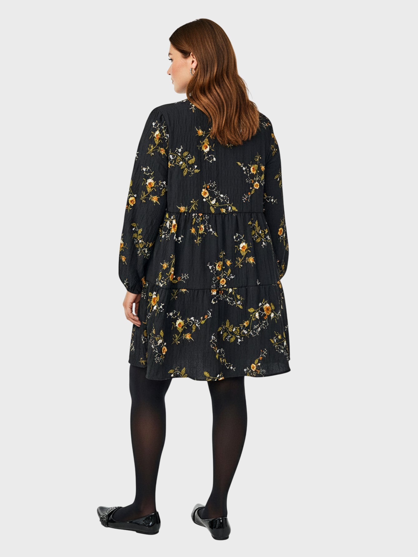 Lapa Plus Women's Elegant Printed Black Dress