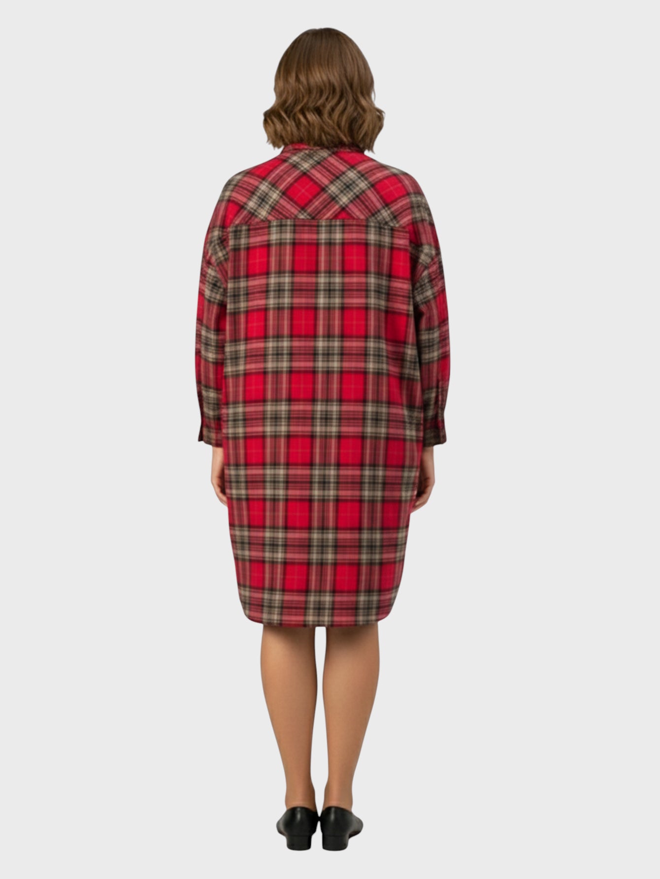Lapa Plus Women's Plaid Dress with Neck Tie