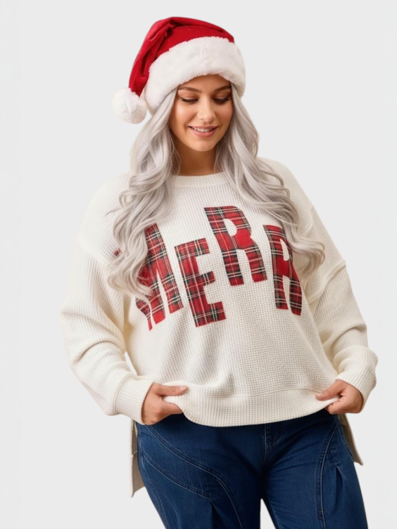 Lapa Plus Women's Christmas Red Floral-print Top