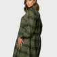 Lapa Plus Women's Green Checked Shirt Dress