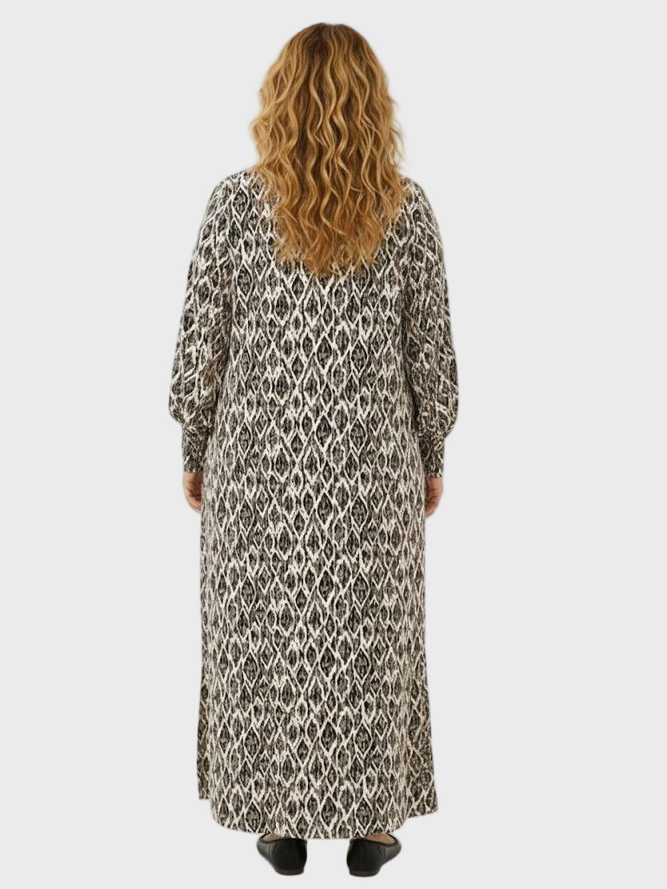 Lapa Plus Women's Abstract Geometric Print Side Slit Maxi Dress