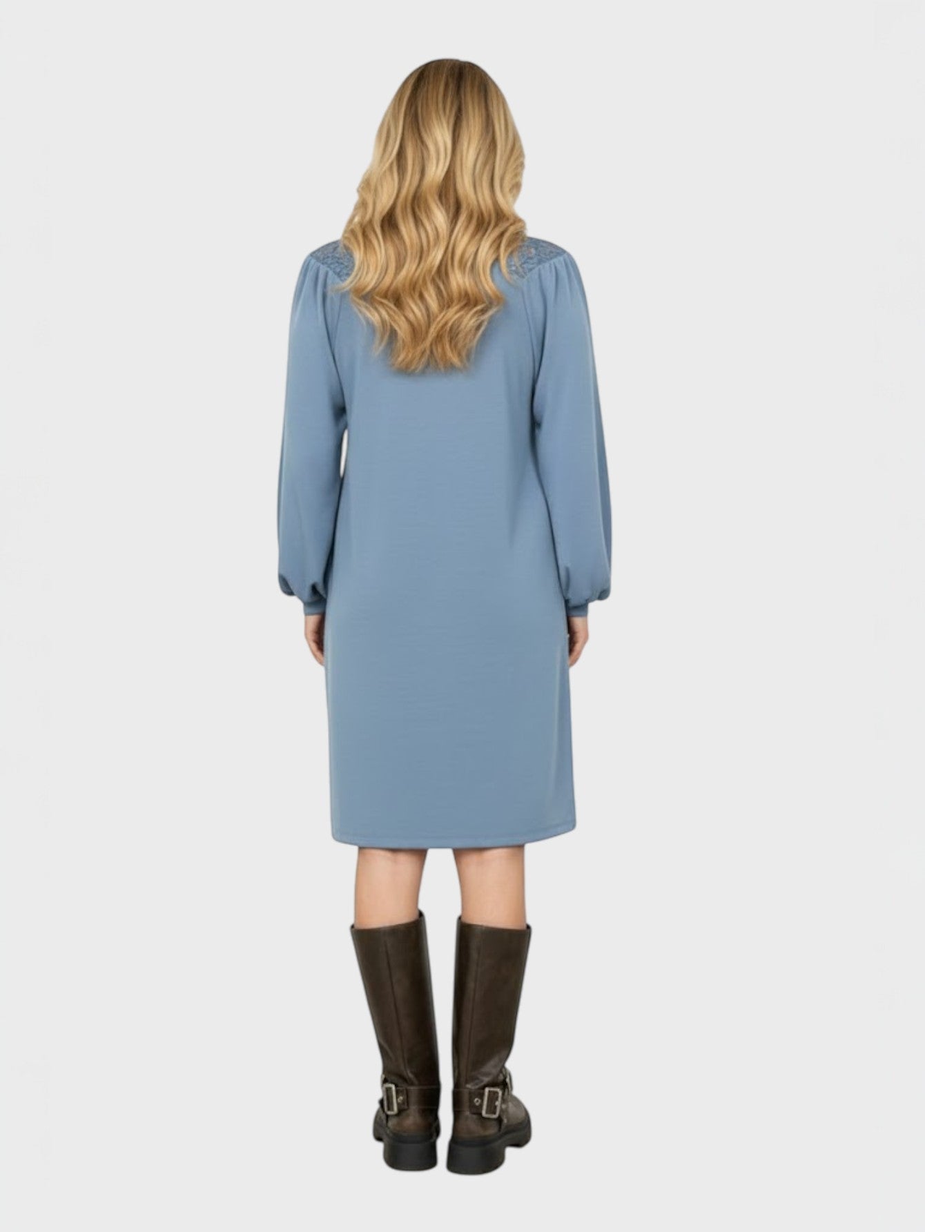 Lapa Plus Women's Straight Dress with Lace-Trimmed Shoulders