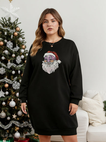 Lapa Plus Women's custom patterned round neck Christmas dress