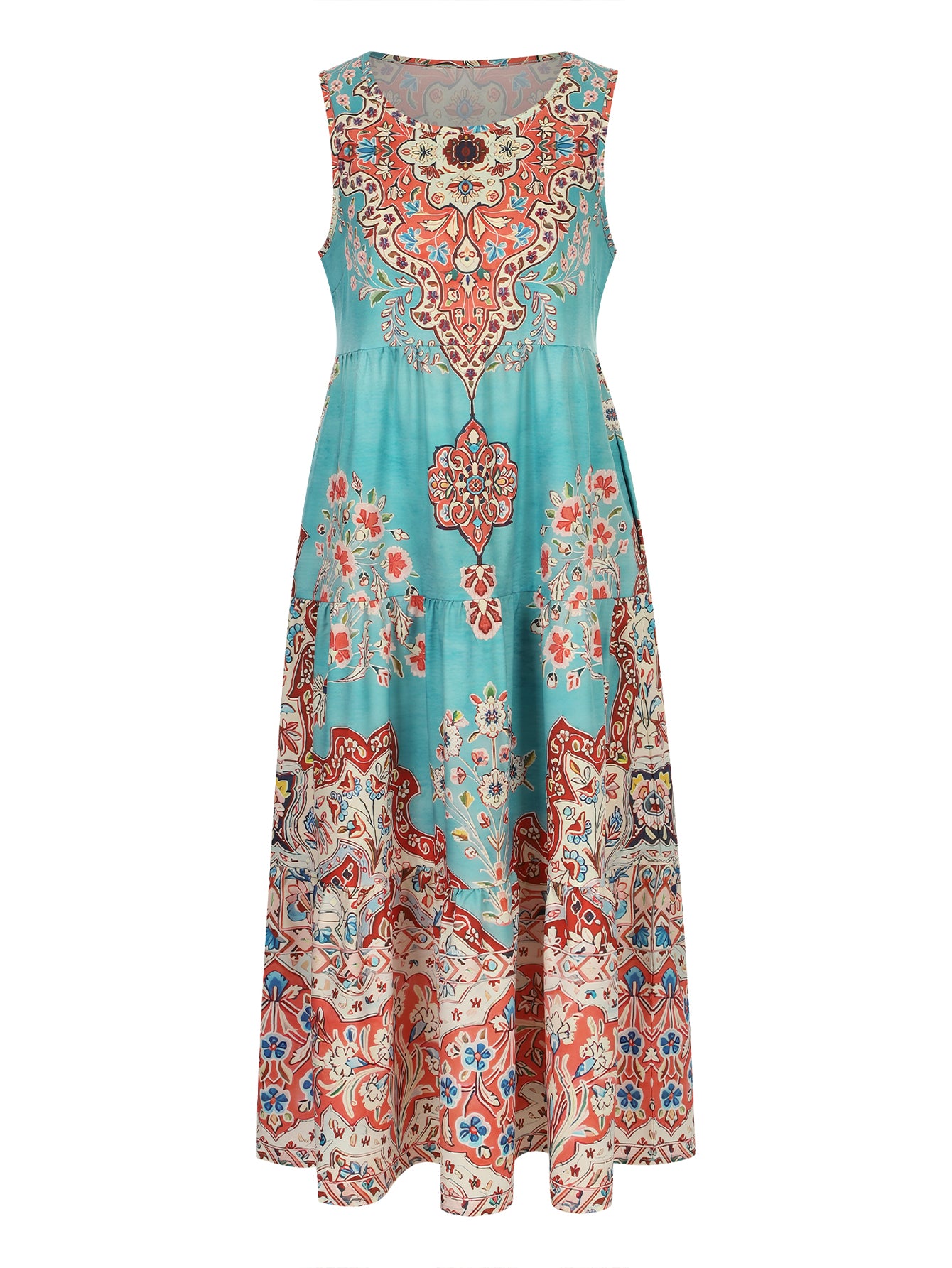 Lapa Plus Women's Bohemian Ethnic Print Vacation Dress