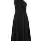 Lapa Plus Women's Elegant Sloping Shoulder Black Dress