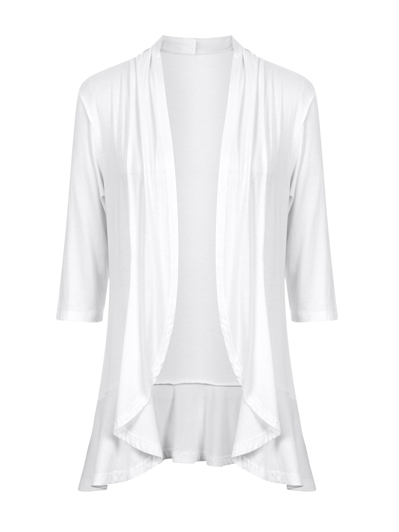 Lapa Plus Women's Solid Color 3/4 Sleeve Ruffled Hem Cardigans