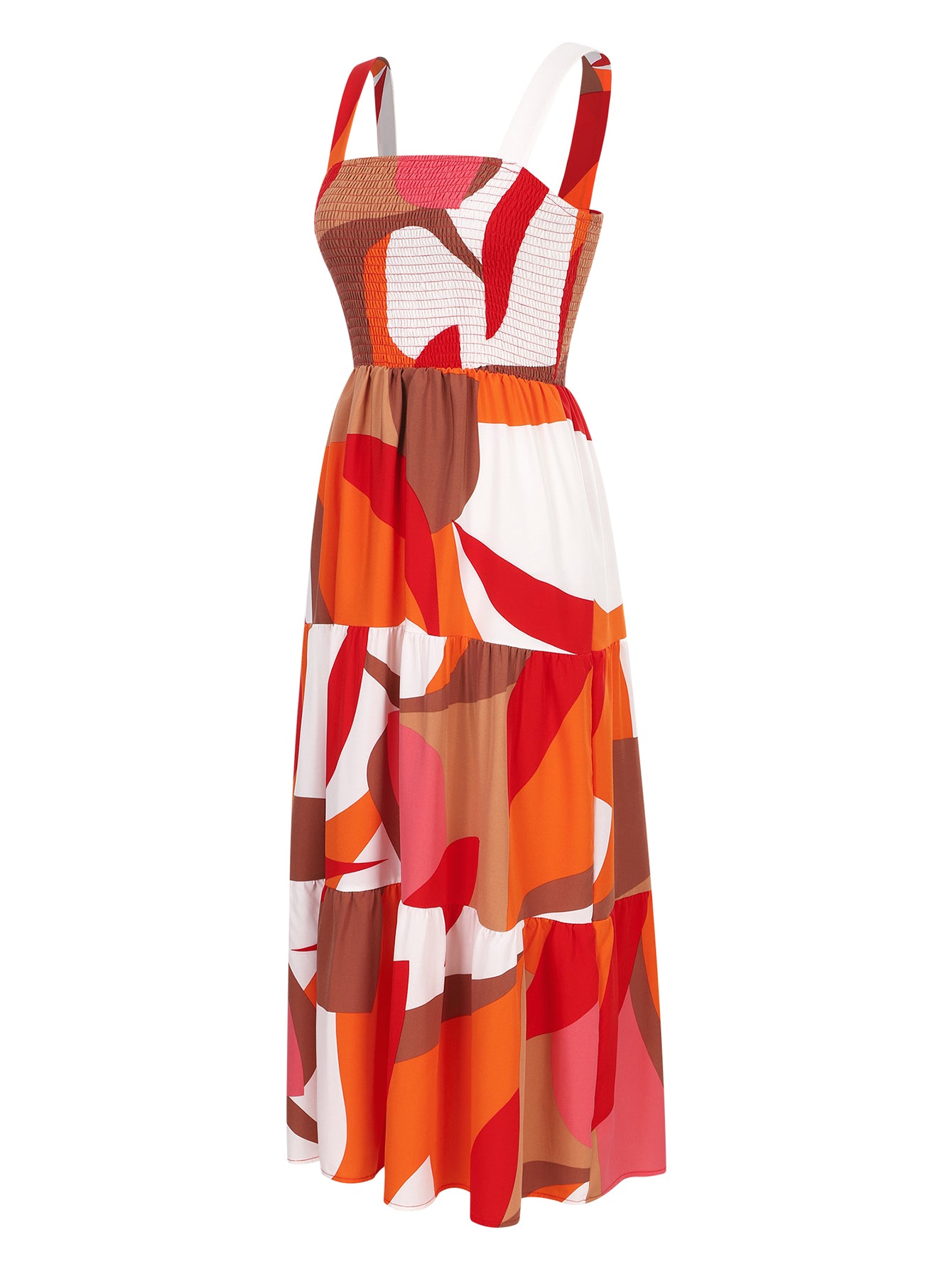 Lapa Plus Women's Bohemian Printed Pleated Camisole Dress