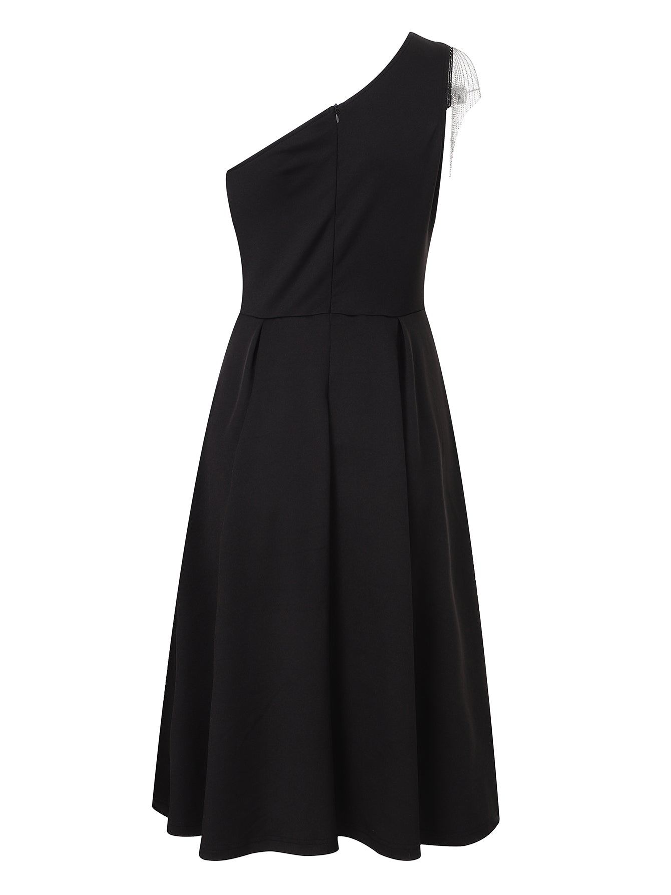 Lapa Plus Women's Elegant Sloping Shoulder Black Dress