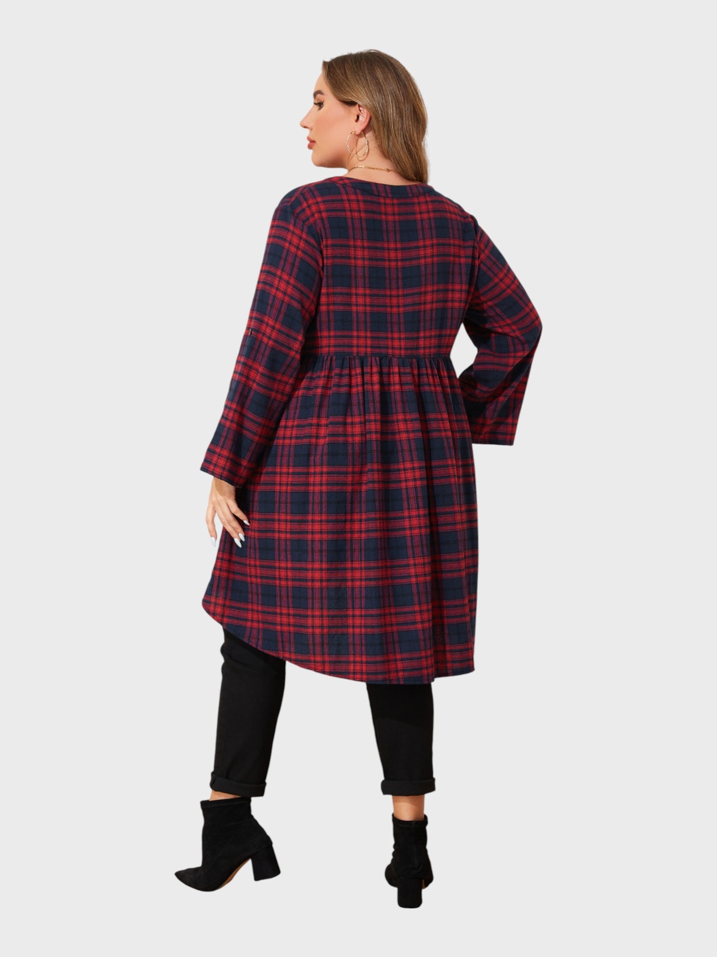 Lapa Plus Women's Party Christmas Checkered Tops