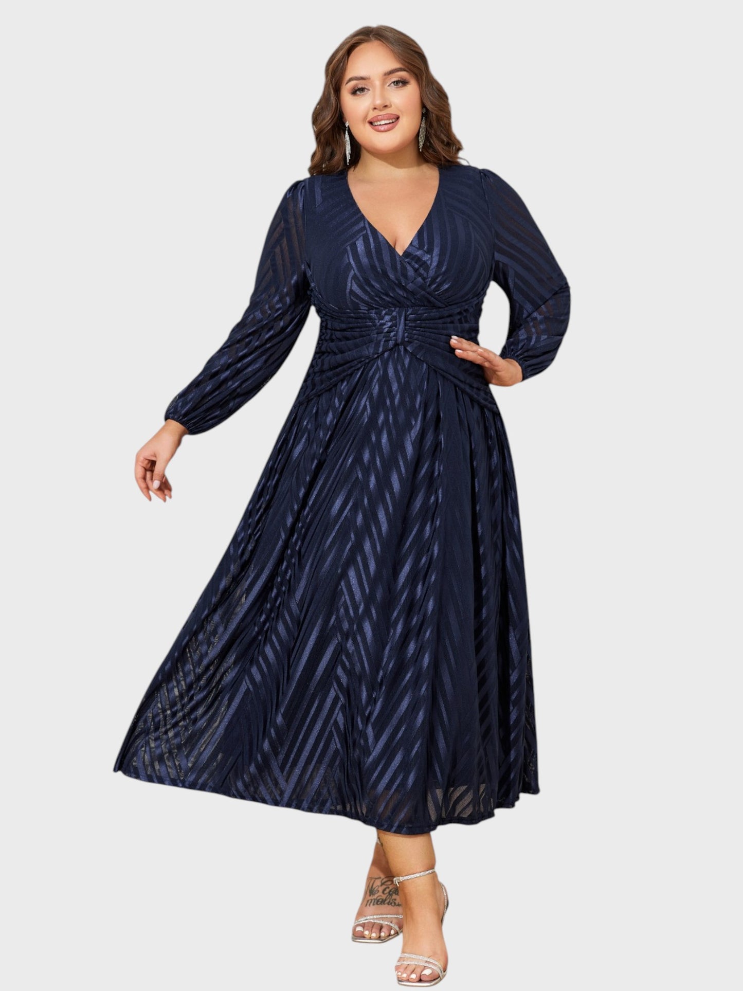 Lapa Plus Women's Party Elegant Mesh Jacquard Dress