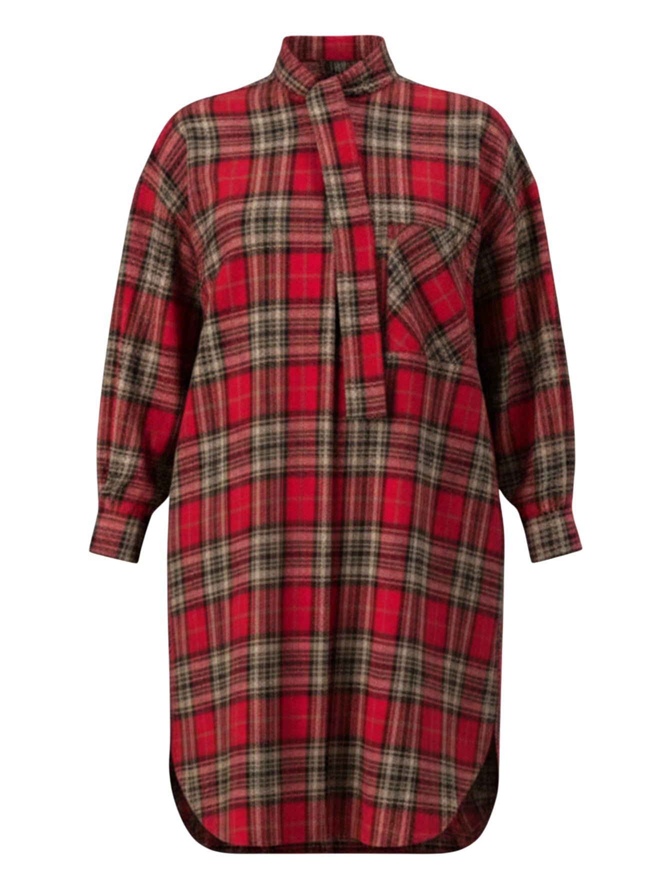 Lapa Plus Women's Plaid Dress with Neck Tie