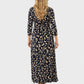 Lapa Plus Women's V-Neck Leaf Print Tie-Waist Dress
