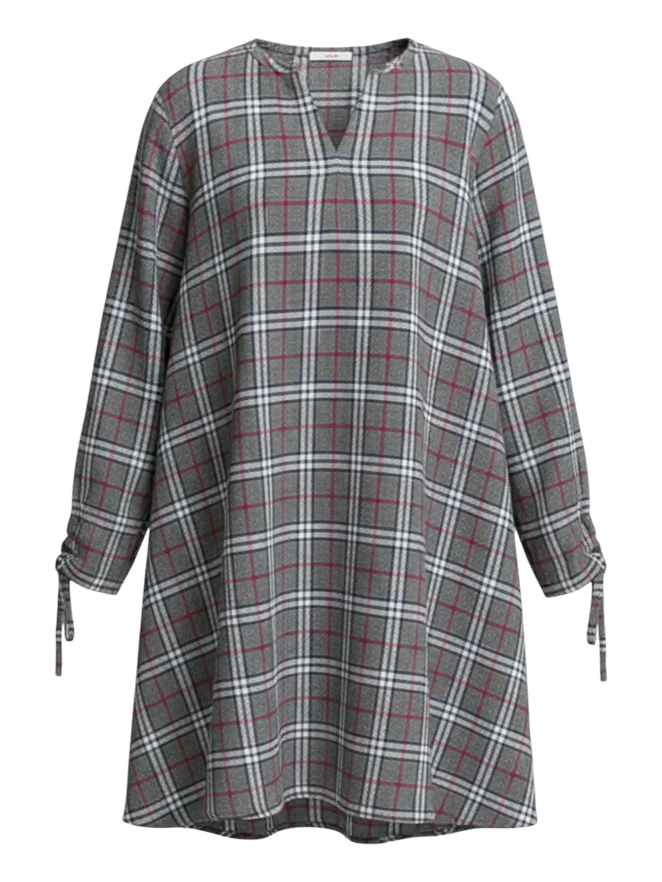 Lapa Plus Women's Checked Dress with Bow-Tie Sleeves