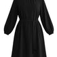 Lapa Plus Women's Solid Color Round Neck Tie-Waist Dress